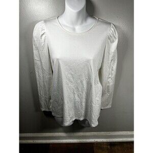 Theory White 3/4 Slit Sleeve Size M Boat Neck